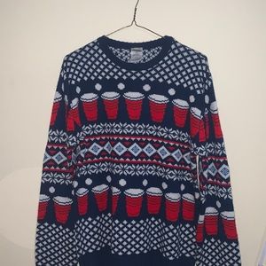 Beer pong Christmas sweater